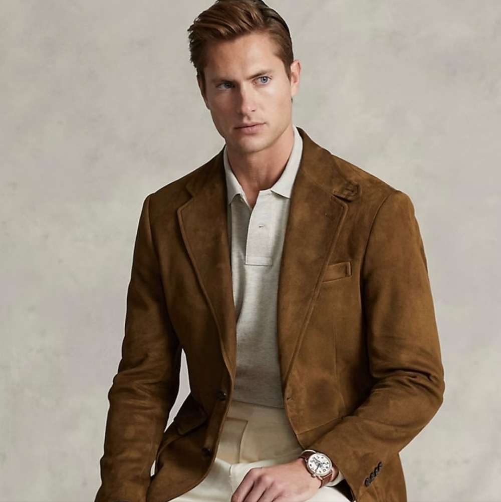 Ralph Lauren Black Label Mens Brown Suede Blazer